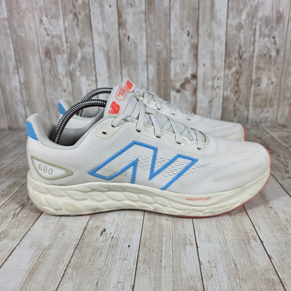 New Balance 680‎ Running Shoes Fresh Foam Cushioned White Blue Womens 9.5